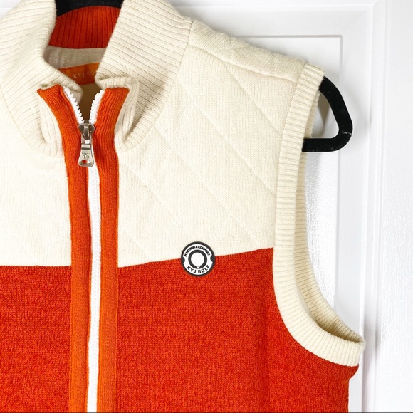 KYJ Golf Orange and Cream Color Block Zip Front Vest - Picture 4 of 7
